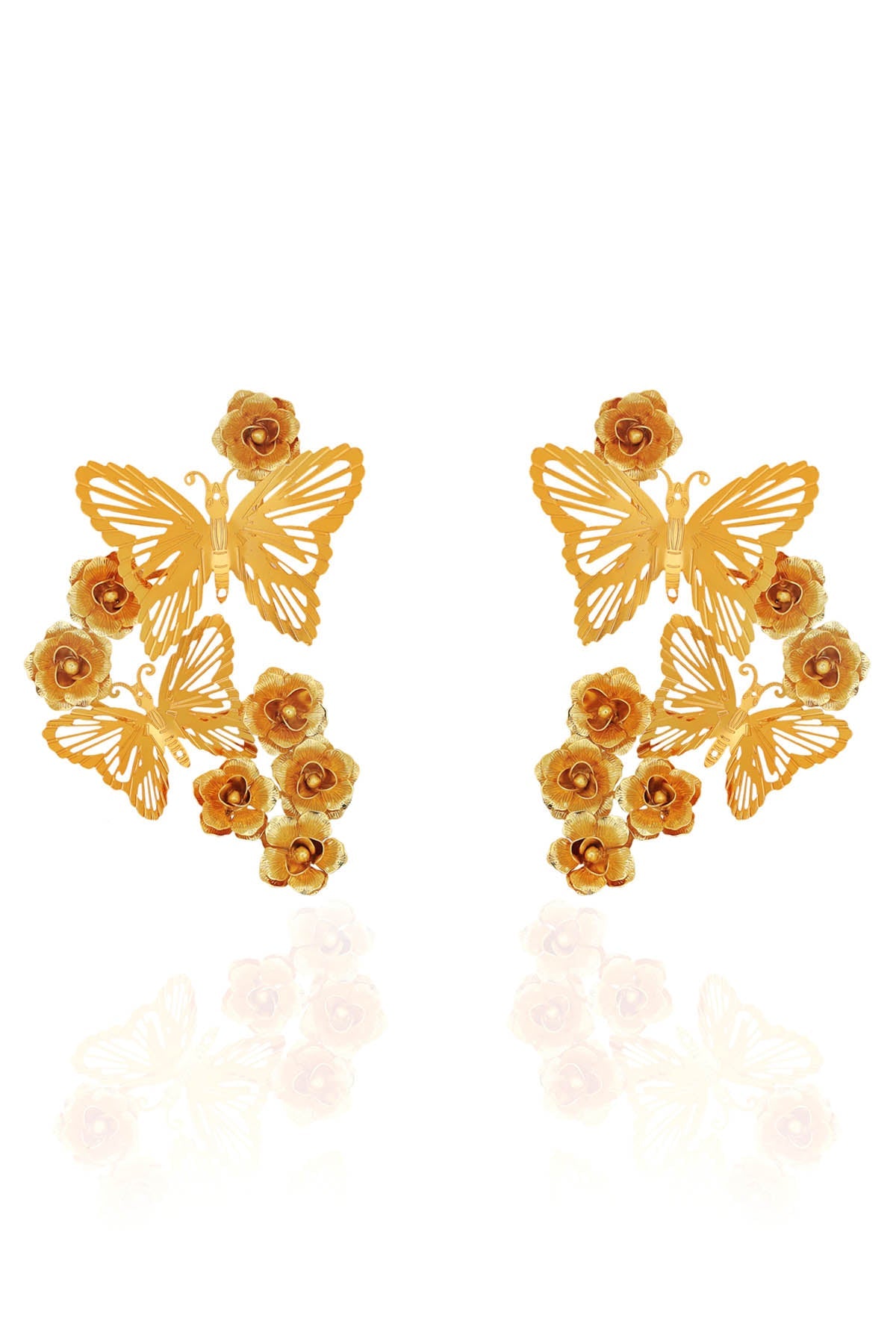 Buy RUHHEITE Floral Butterfly Motif Earrings For Women by Esme Available Online at ScrollnShops